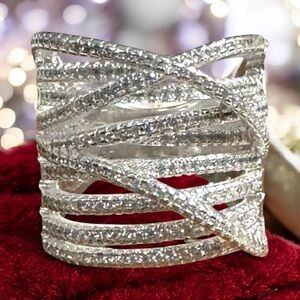 Dazzling Silver-plated Cuff Ring silver plated